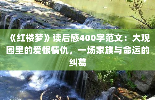 《红楼梦》读后感400字范文：大观园里的爱恨情仇，一场家族与命运的纠葛