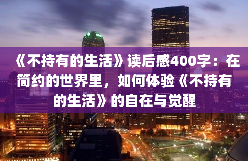 《不持有的生活》读后感400字：在简约的世界里，如何体验《不持有的生活》的自在与觉醒