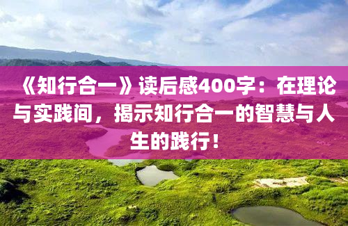 《知行合一》读后感400字：在理论与实践间，揭示知行合一的智慧与人生的践行！