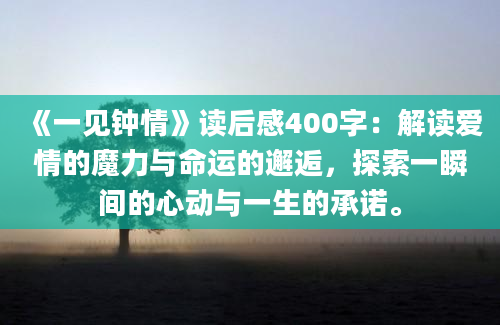 《一见钟情》读后感400字：解读爱情的魔力与命运的邂逅，探索一瞬间的心动与一生的承诺。