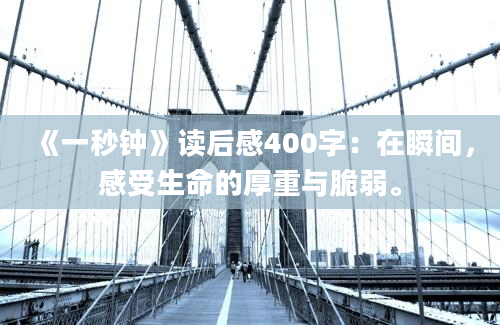 《一秒钟》读后感400字：在瞬间，感受生命的厚重与脆弱。