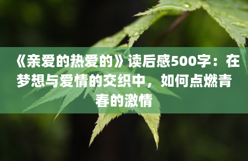 《亲爱的热爱的》读后感500字：在梦想与爱情的交织中，如何点燃青春的激情