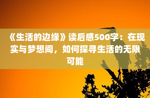 《生活的边缘》读后感500字：在现实与梦想间，如何探寻生活的无限可能