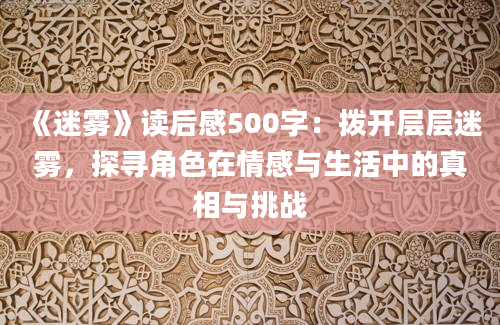 《迷雾》读后感500字：拨开层层迷雾，探寻角色在情感与生活中的真相与挑战