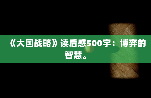 《大国战略》读后感500字：博弈的智慧。