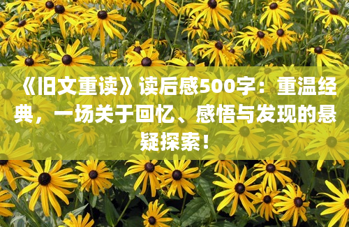 《旧文重读》读后感500字：重温经典，一场关于回忆、感悟与发现的悬疑探索！