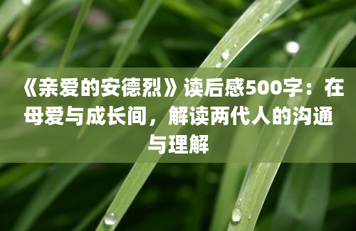 《亲爱的安德烈》读后感500字：在母爱与成长间，解读两代人的沟通与理解