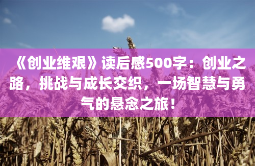 《创业维艰》读后感500字：创业之路，挑战与成长交织，一场智慧与勇气的悬念之旅！