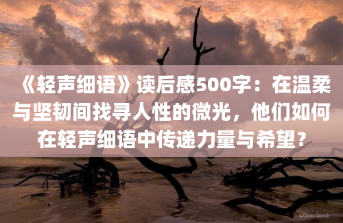 《轻声细语》读后感500字：在温柔与坚韧间找寻人性的微光，他们如何在轻声细语中传递力量与希望？