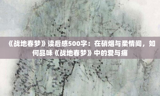 《战地春梦》读后感500字：在硝烟与柔情间，如何品味《战地春梦》中的爱与痛