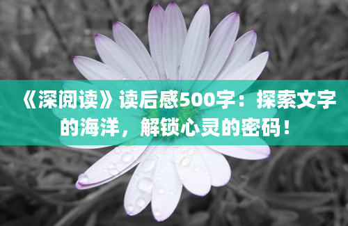 《深阅读》<a href=https://www.baixuetang.com target=_blank class=infotextkey>读后感</a>500字：探索文字的海洋，解锁心灵的密码！