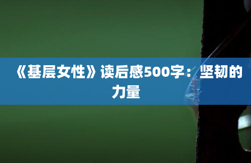 《基层女性》读后感500字：坚韧的力量