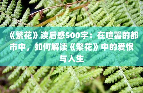 《繁花》读后感500字：在喧嚣的都市中，如何解读《繁花》中的爱恨与人生