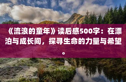 《流浪的童年》读后感500字：在漂泊与成长间，探寻生命的力量与希望。