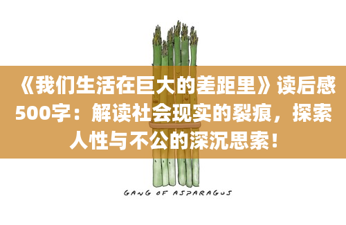 《我们生活在巨大的差距里》读后感500字：解读社会现实的裂痕，探索人性与不公的深沉思索！