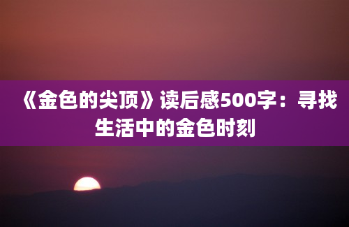 《金色的尖顶》读后感500字：寻找生活中的金色时刻