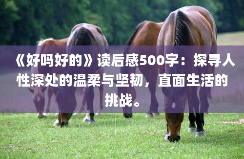 《好吗好的》读后感500字：探寻人性深处的温柔与坚韧，直面生活的挑战。