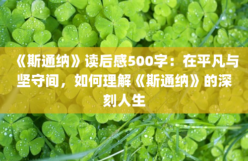 《斯通纳》读后感500字：在平凡与坚守间，如何理解《斯通纳》的深刻人生