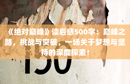 《绝对巅峰》读后感500字：巅峰之路，挑战与突破，一场关于梦想与坚持的深度探索！