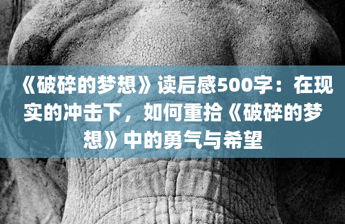 《破碎的梦想》读后感500字：在现实的冲击下，如何重拾《破碎的梦想》中的勇气与希望