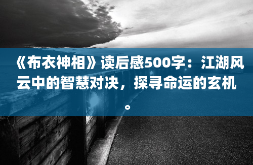 《布衣神相》读后感500字：江湖风云中的智慧对决，探寻命运的玄机。