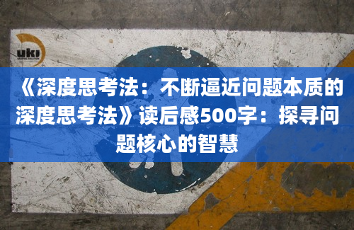 《深度思考法：不断逼近问题本质的深度思考法》读后感500字：探寻问题核心的智慧