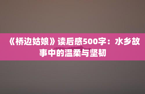 《桥边姑娘》读后感500字：水乡故事中的温柔与坚韧