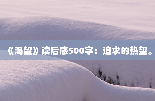 《渴望》读后感500字：追求的热望。