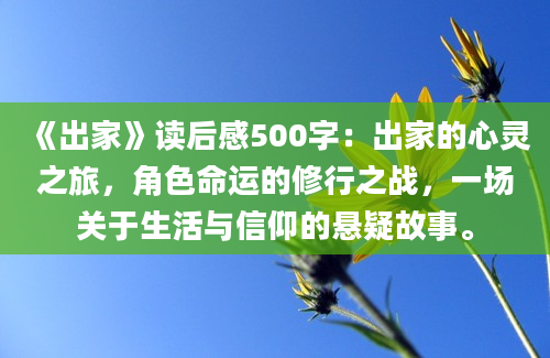 《出家》读后感500字：出家的心灵之旅，角色命运的修行之战，一场关于生活与信仰的悬疑故事。