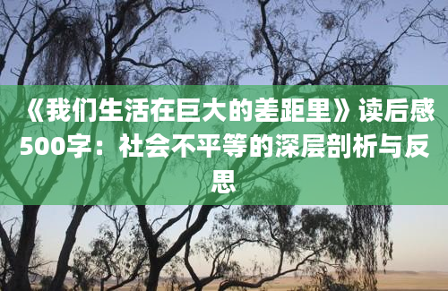 《我们生活在巨大的差距里》读后感500字：社会不平等的深层剖析与反思