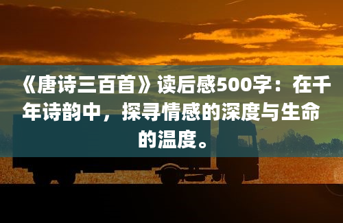 《唐诗三百首》读后感500字：在千年诗韵中，探寻情感的深度与生命的温度。