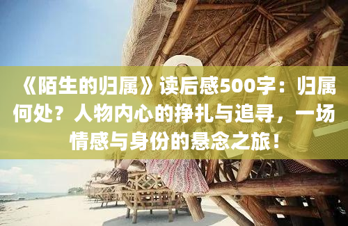 《陌生的归属》读后感500字：归属何处？人物内心的挣扎与追寻，一场情感与身份的悬念之旅！