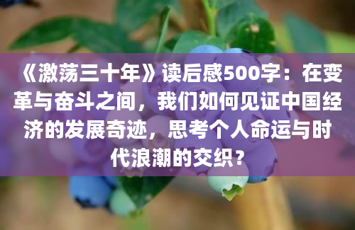 《激荡三十年》读后感500字：在变革与奋斗之间，我们如何见证中国经济的发展奇迹，思考个人命运与时代浪潮的交织？