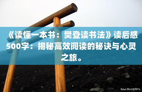 《读懂一本书：樊登读书法》<a href=https://www.baixuetang.com target=_blank class=infotextkey>读后感</a>500字：揭秘高效阅读的秘诀与心灵之旅。