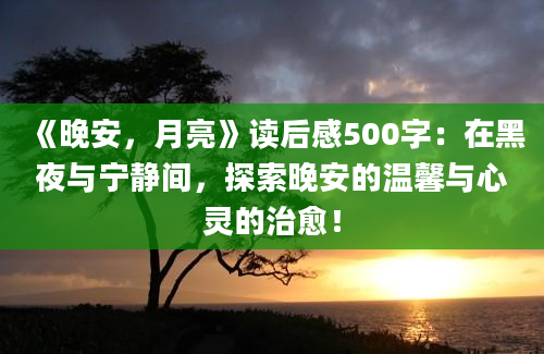 《晚安，月亮》读后感500字：在黑夜与宁静间，探索晚安的温馨与心灵的治愈！