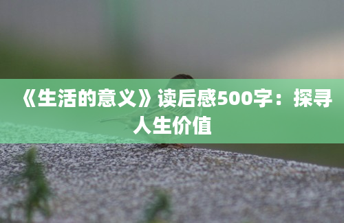 《生活的意义》读后感500字：探寻人生价值