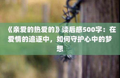 《亲爱的热爱的》读后感500字：在爱情的追逐中，如何守护心中的梦想