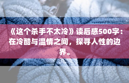 《这个杀手不太冷》读后感500字：在冷酷与温情之间，探寻人性的边界。