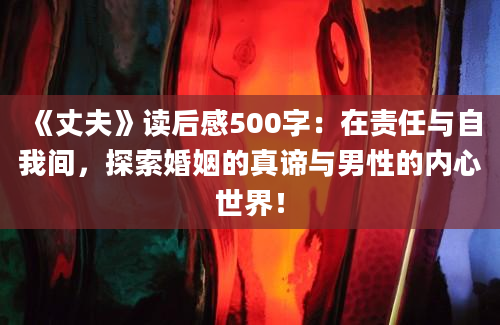 《丈夫》读后感500字：在责任与自我间，探索婚姻的真谛与男性的内心世界！