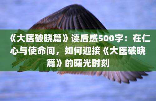 《大医破晓篇》读后感500字：在仁心与使命间，如何迎接《大医破晓篇》的曙光时刻