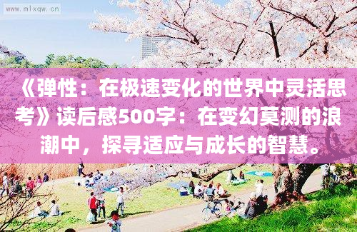 《弹性：在极速变化的世界中灵活思考》读后感500字：在变幻莫测的浪潮中，探寻适应与成长的智慧。