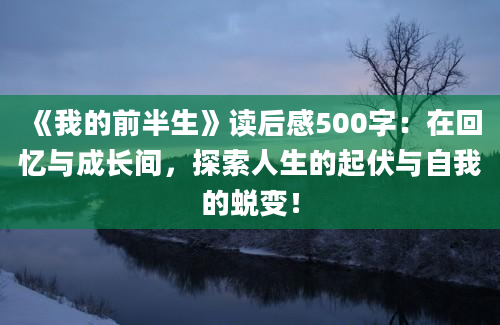 《我的前半生》读后感500字：在回忆与成长间，探索人生的起伏与自我的蜕变！