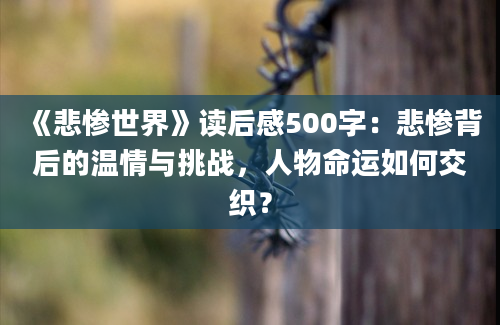 《悲惨世界》读后感500字：悲惨背后的温情与挑战，人物命运如何交织？