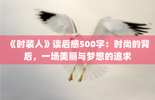 《时装人》读后感500字：时尚的背后，一场美丽与梦想的追求