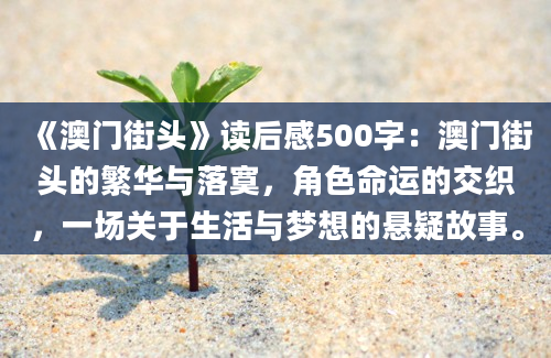 《澳门街头》读后感500字：澳门街头的繁华与落寞，角色命运的交织，一场关于生活与梦想的悬疑故事。