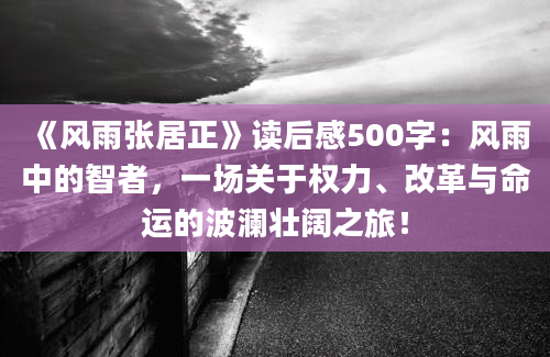 《风雨张居正》读后感500字：风雨中的智者，一场关于权力、改革与命运的波澜壮阔之旅！