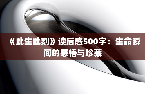 《此生此刻》读后感500字：生命瞬间的感悟与珍藏