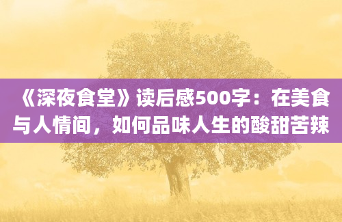 《深夜食堂》读后感500字：在美食与人情间，如何品味人生的酸甜苦辣