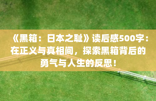 《黑箱：日本之耻》读后感500字：在正义与真相间，探索黑箱背后的勇气与人生的反思！