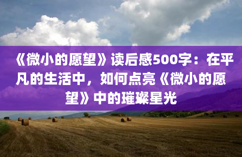 《微小的愿望》读后感500字：在平凡的生活中，如何点亮《微小的愿望》中的璀璨星光